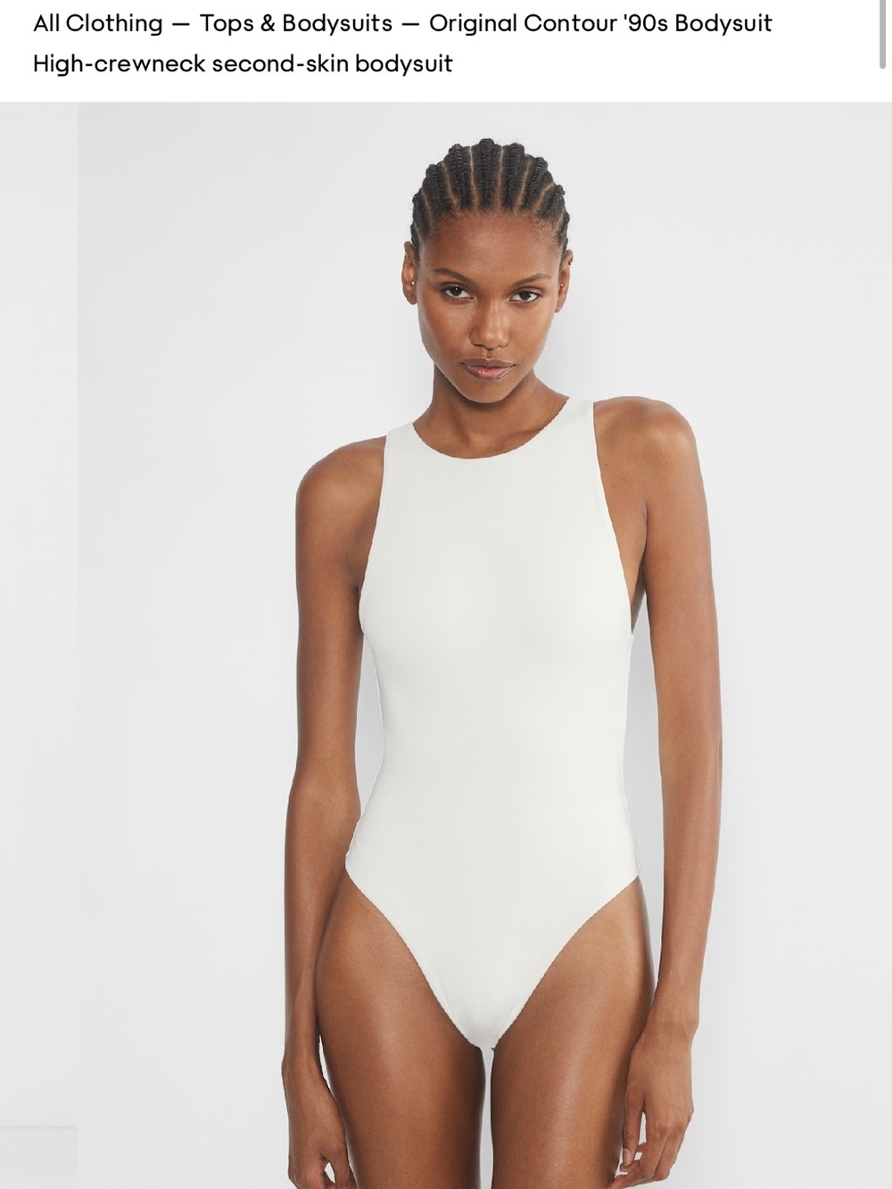 Aritzia White High-Crewneck One-Piece Bodysuit